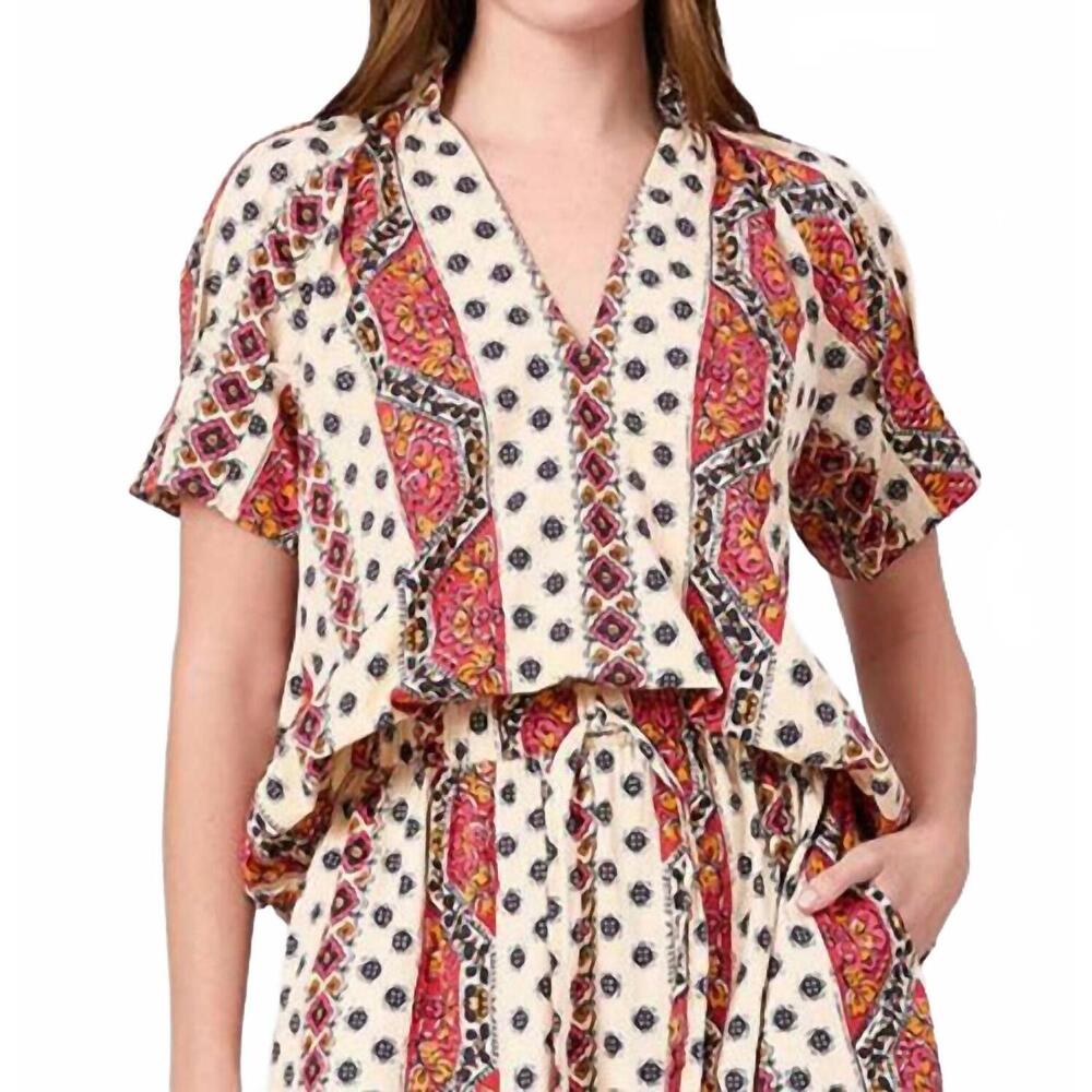 NEW LIVRO merritt top in crimson mosaic